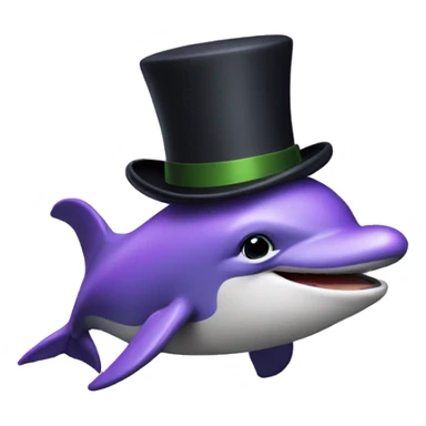 purple dolphin wearing a top hat sticker
