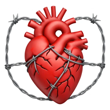 anatomical heart wrapped in barbed wire sticker
