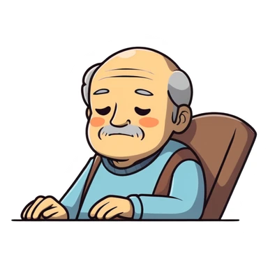 elderly grandfather in peaceful rest with stars sticker