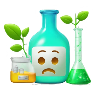 chemical flasks and a phone with a formula on it sticker