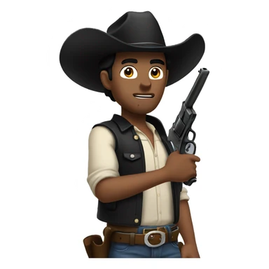 Guy cowboy with black hair with gun in his hand  sticker