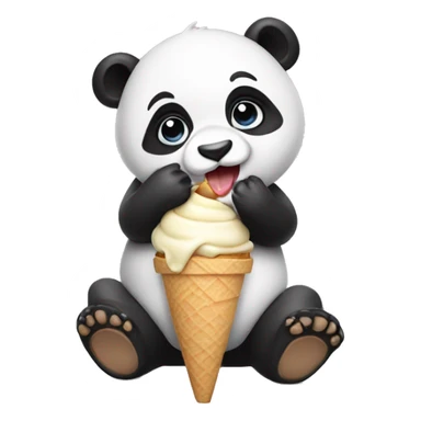 Baby panda eating an ice cream sticker