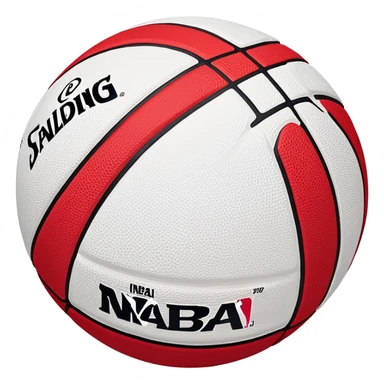 minimalist red Spalding basketball with simple NBA logo, few colorful lines, clean design sticker