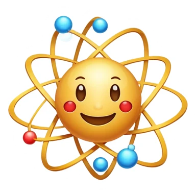 cute cartoon atom with a smiling face and orbiting valence electron sticker