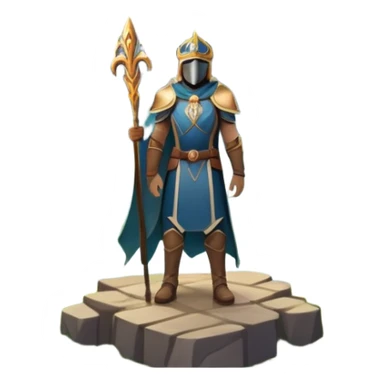 An icon featuring a hero with a closed visor, standing in a majestic, mystical landscape, inspired by RPGs like Elden Ring. The design includes a stunning, ethereal background with towering castles and distant mountains, symbolizing the adventure and mystery. Transparent background sticker