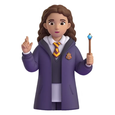 Hermione Granger in Hogwarts uniform with wand sticker