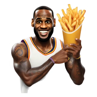 Lebron James holding poutine sticker