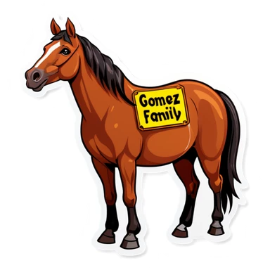 Horse with sign Gomez Family  sticker
