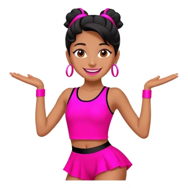 "A dancer in neon pink and black outfit with a smile and a look of surprise." sticker