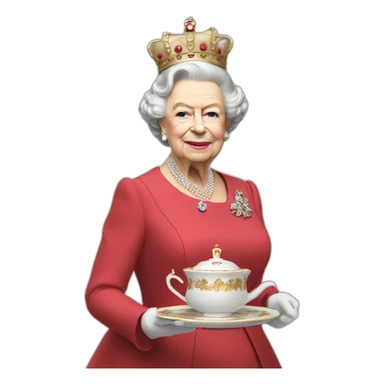 Queen elizabeth serving tea sticker