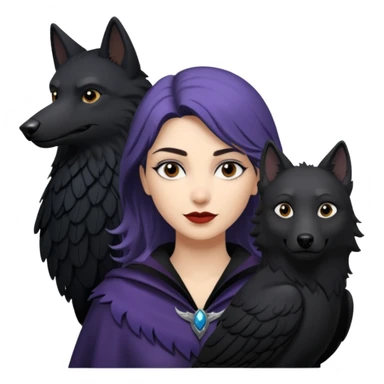 Alysanne Blackwood from Game of Thrones. She is known as black aly and is the Wife of Cregan Stark. I have her looking like Hande Erçel. Show her with a raven and a wolf sticker