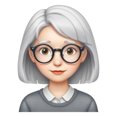 gray haired shy nerd girl with round glasses sticker