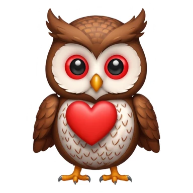 Owl holding red hearts sticker