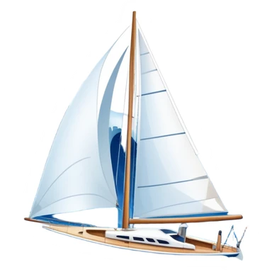 An icon featuring a sleek sailboat with billowing sails cutting through the waves. The design includes the boat's mast, a wind-filled sail, and water splashes, symbolizing the thrill and skill of sailing. Transparent background highlights the elegance and power of wind-driven sports. sticker
