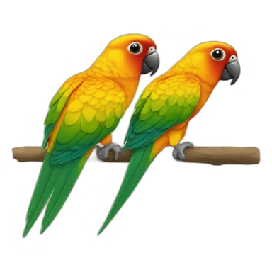 two orange yellow sun conure parrots sticker