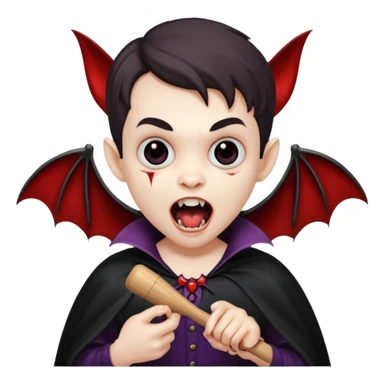 vampire royal child with toy bat open mouth sticker