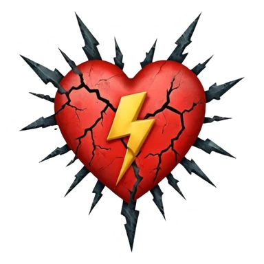 heart with a dark lightning bolt and grunge texture sticker