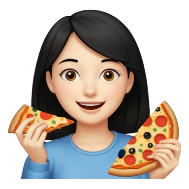 eating food well baby with happy face black hair young girl sticker