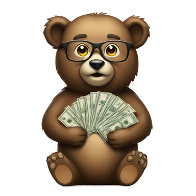 Bear holding a lot of money with glasses  sticker
