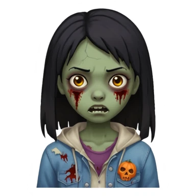 girl, zombie, black hair, long, dark, spooky, creepy expression sticker