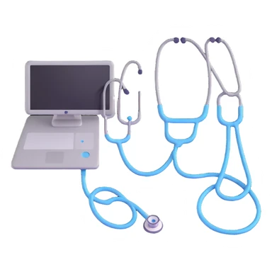 Medical computer with stethoscope sticker