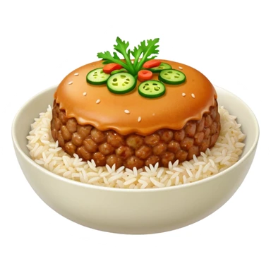 I want a minced pork patty on a bowl of rice sticker