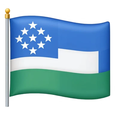 A flag with horizontal blue ,white ,green colour sticker