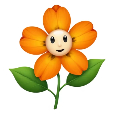 Green stem, white bud with black cartoony face: ;p. And six heart shaped yellowish orange petals sticker