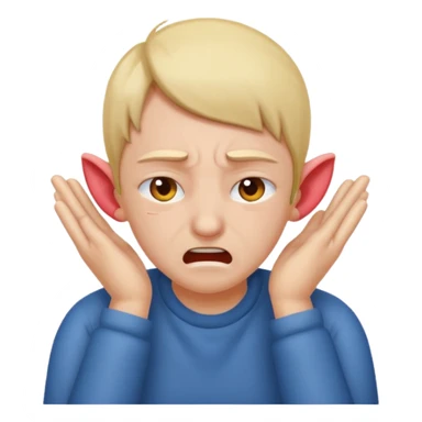 person covering ears, wincing in pain sticker