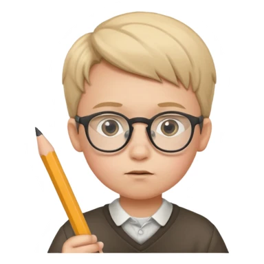 boy kid with glasses → holding a pencil sticker