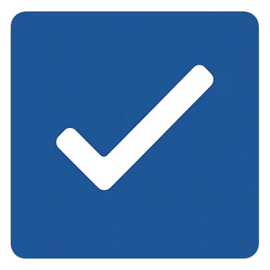 minimalist style icon of a blue square with a white tick in the middle sticker