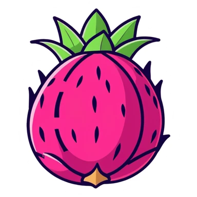 dragon fruit, cartoonish sticker style sticker