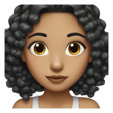 Latina girl with black hair and lashes very pretty light curls sticker