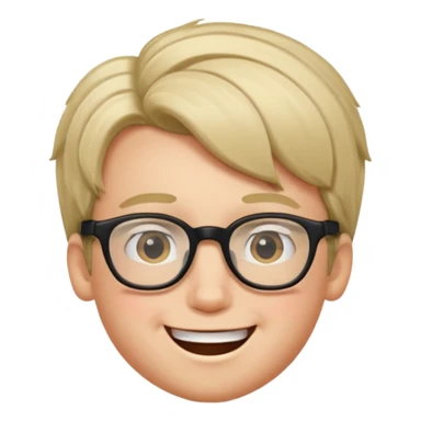 un ragazzo con gli occhiali e capelli in avavnti che fa l'occhiolino ed è felice sticker