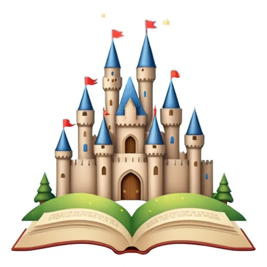 open storybook with a castle and stars sticker