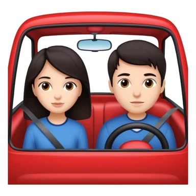girl with dark hair and boy in car sticker