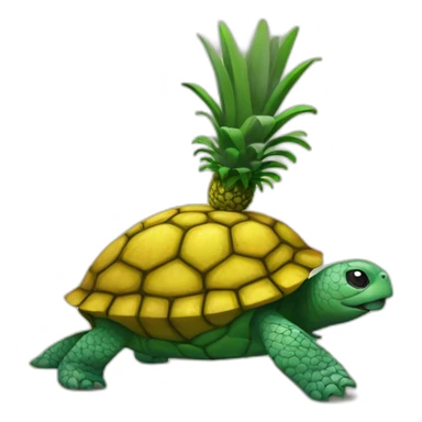 Un ananas sur la tête d'une tortue sticker