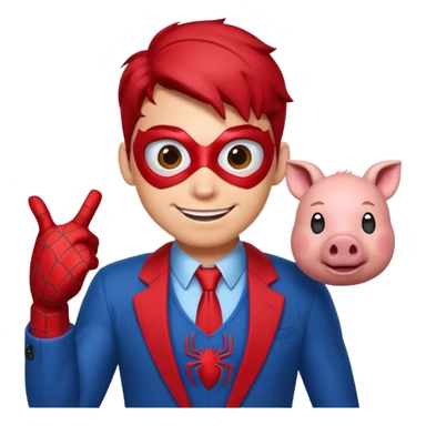 Cartoon Spiderman with a pig symbol replacing the spider logo, emoji style sticker