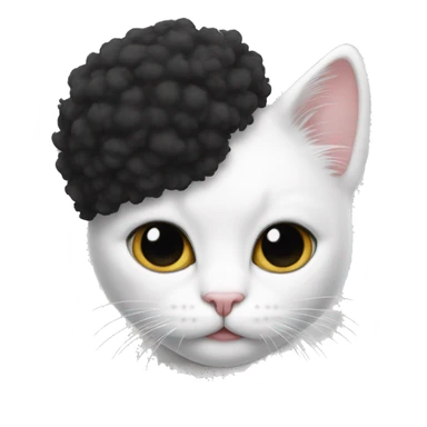 white cat with black face and afro sticker