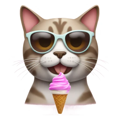 cat with ice cream and sunglasses sticker