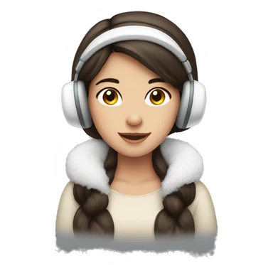 Brunette pretty girl wearing white earmuffs  sticker