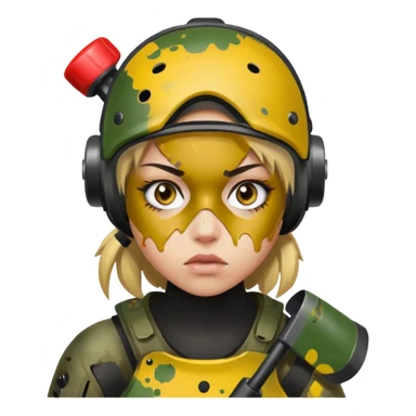 paintball player face girl sticker