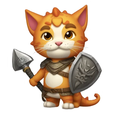 dragon warrior with cute cat sticker