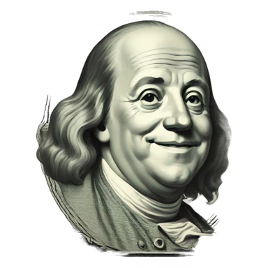 Benjamin Franklin dollar with great smile sticker