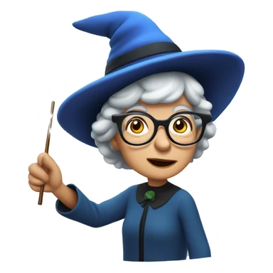 smart granny witch with glasses and blue hat directing orchestra sticker