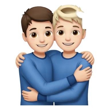 Two boy friends hug white  sticker