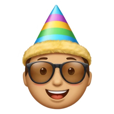 face emoji with party hat and sunglasses sticker