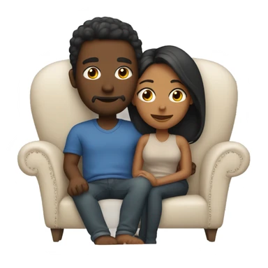 Couple snuggling on couch  sticker