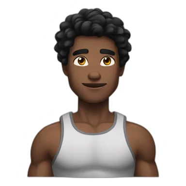 muscular black hair sticker