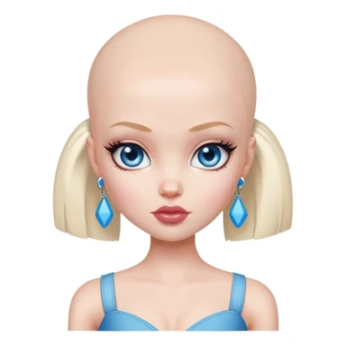 pretty bratz baddie, bald, pale skin, blue eyes sticker
